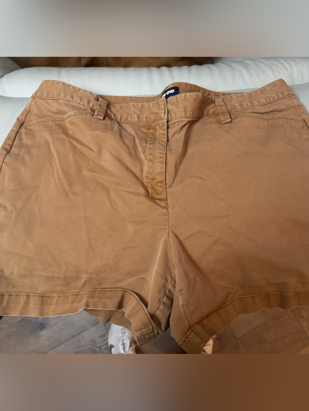 Lands' End Mid Rise Cotton Shorts in Tan